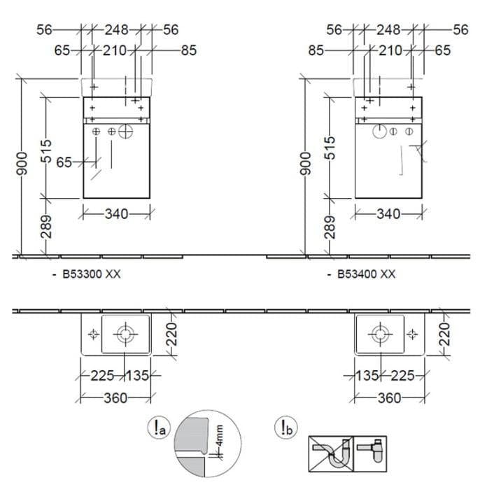 Villeroy & Boch Cloakroom Vanity Unit Villeroy & Boch Arto Wall Mounted 360mm One Door Cloackroom Vanity Unit with Basin