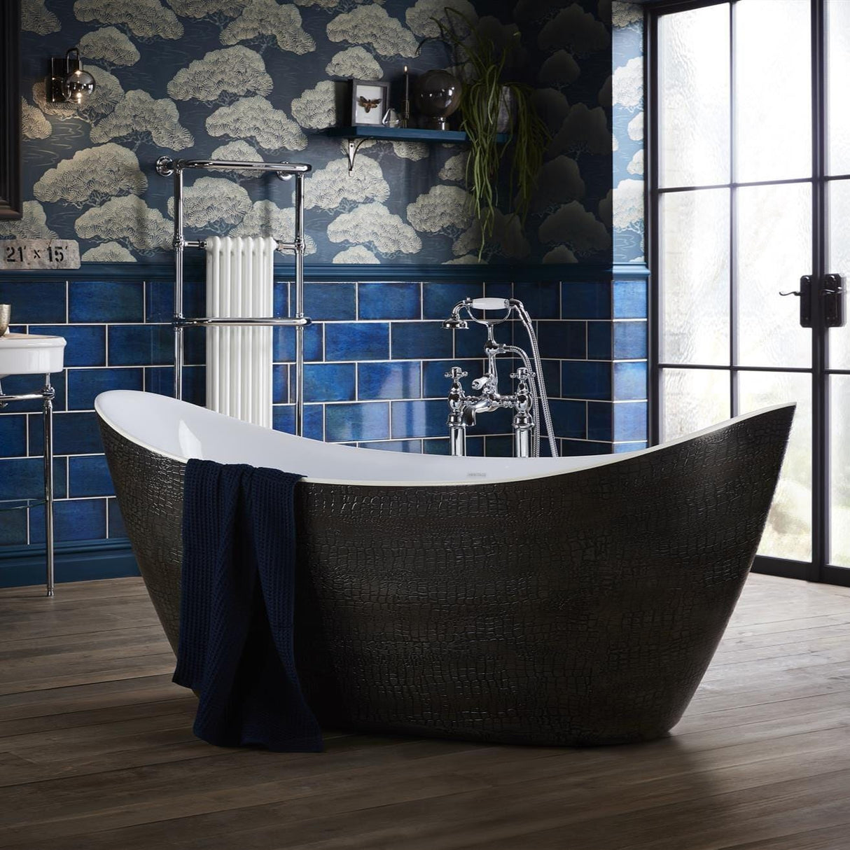 Heritage Modern Freestanding Bath Heritage Alderley Freestanding Acrylic Double Ended Bath - 1735 x 730mm - in Mock Croc Skin Effect