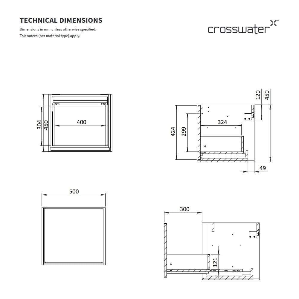 Crosswater Infinity Wall Mounted Vanity Unit with Worktop