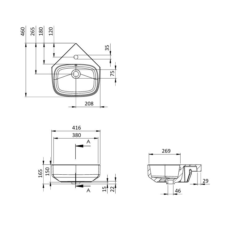 Crosswater Cloakroom Basin Crosswater Kai S Corner Cloakroom Basin with Overflow in White