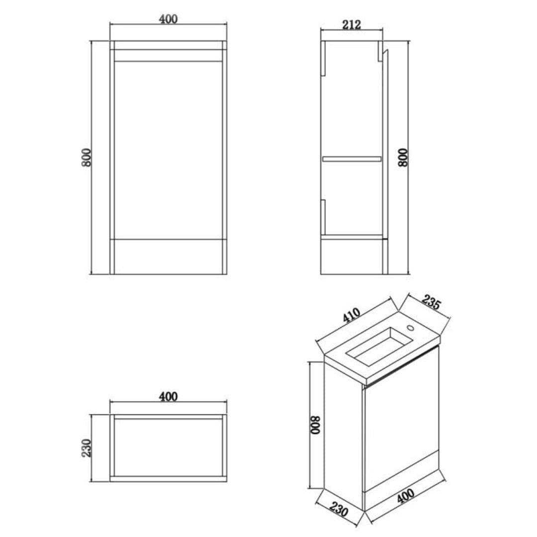Aquarius Bathrooms Vanity Unit Aquarius Halite Waterproof White Vanity Unit and 1 Tap Hole Basin