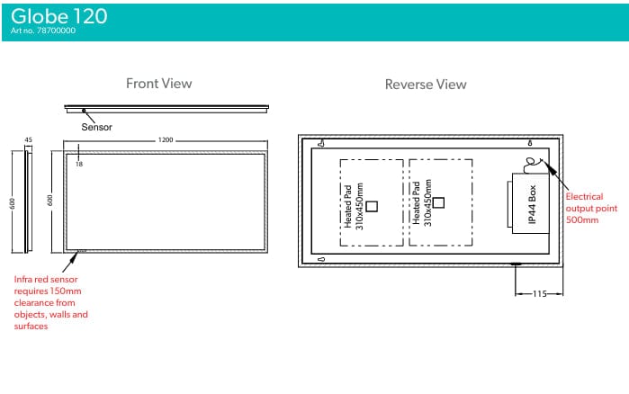 HiB Illuminated Mirror HiB Globe LED Illuminated Mirror