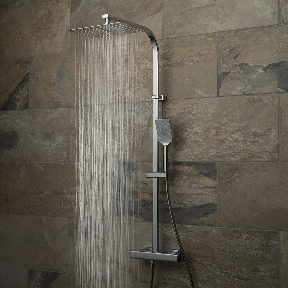 VADO Exposed Shower Set Vado Phase Adjustable Square Shower Column in High Polished Chrome