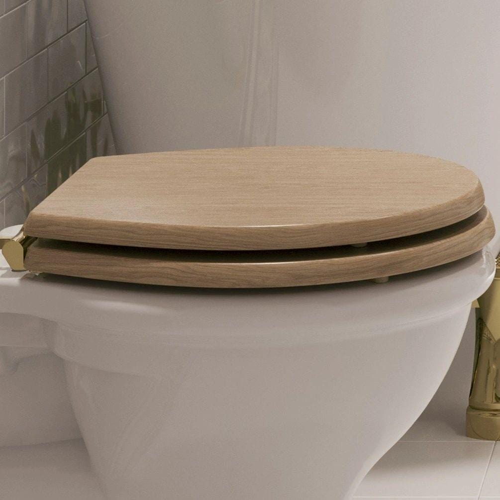 Burlington Toilet Seat Light Oak / Chrome Burlington Guild Close Toilet Seat