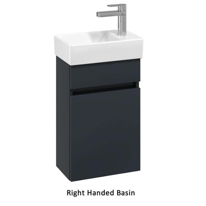 Villeroy & Boch Cloakroom Vanity Unit Satin Grey / Right Hand Basin Villeroy & Boch Arto Wall Mounted 360mm One Door Cloackroom Vanity Unit with Basin