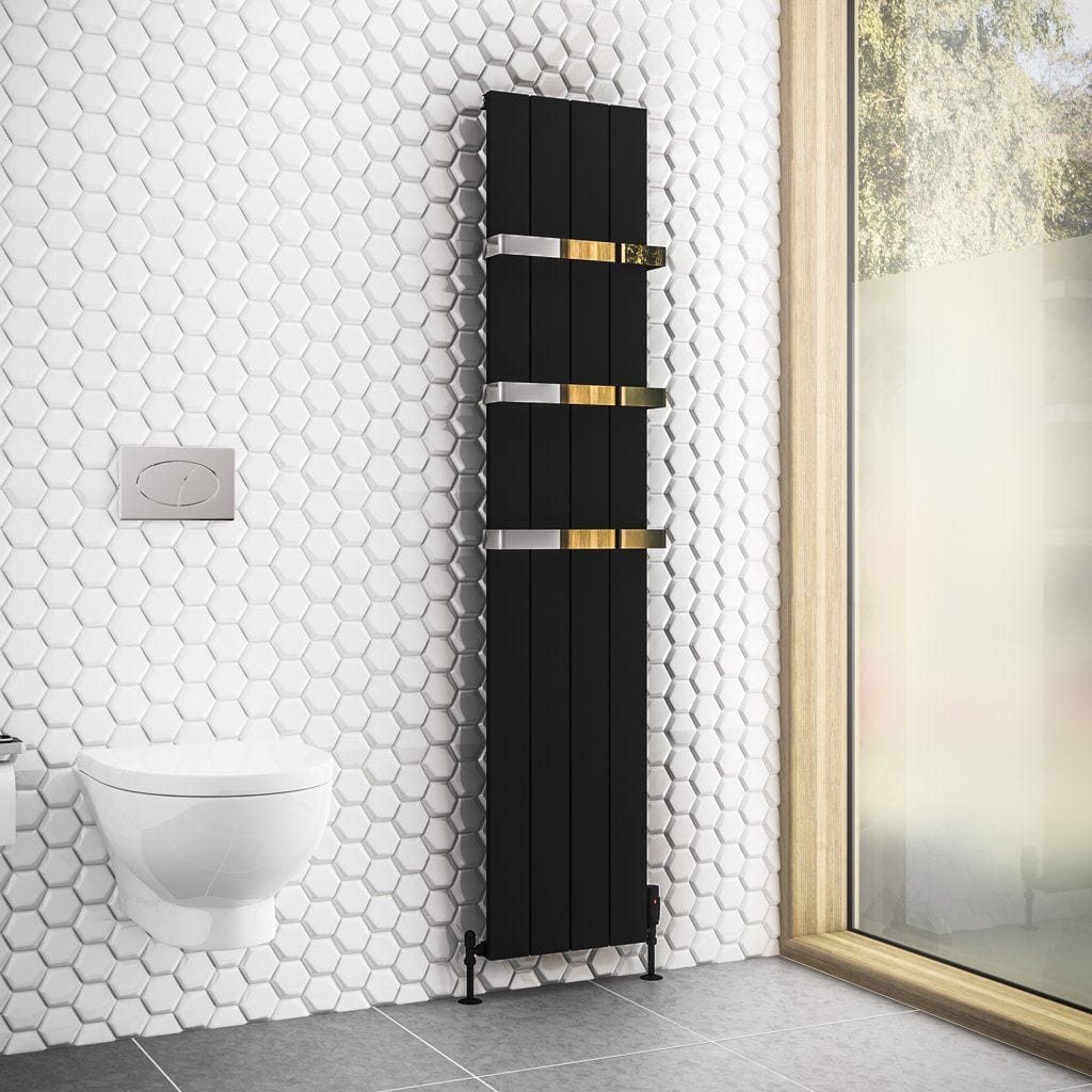 Eastbrook Rosano Straight Vertical Aluminium Radiator in Matt Black