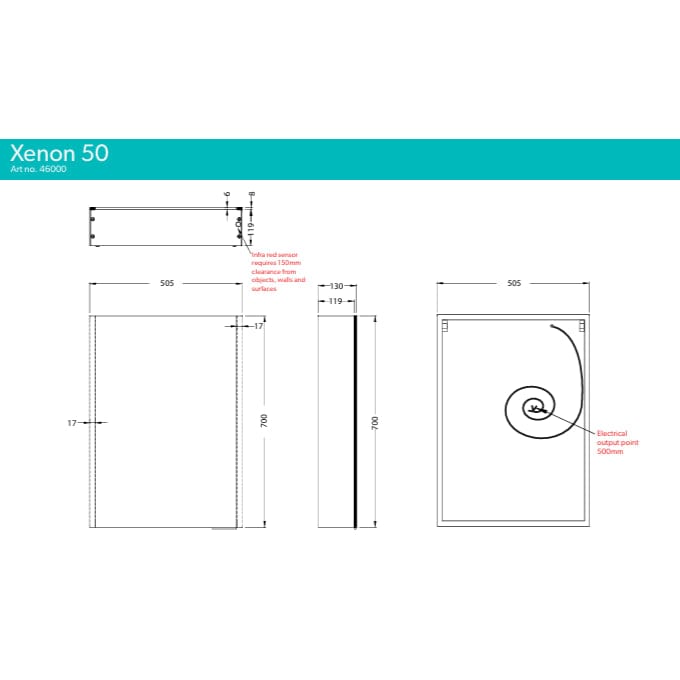 HiB Mirrored Cabinet HiB Xenon LED Colour Temperature Changing Mirrored Cabinet