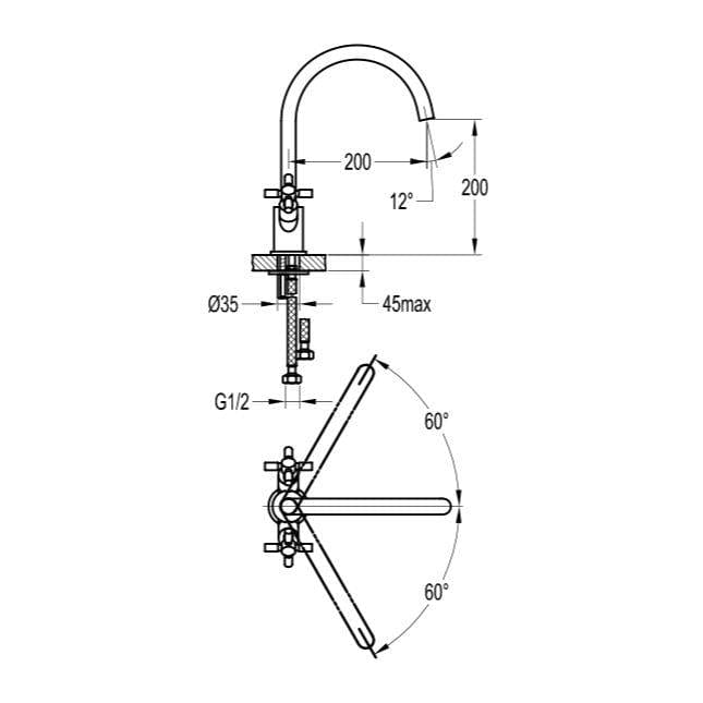 Flova Kitchen Tap Flova XL Dual Crosshead Handle Kitchen Mixer Tap with Swivel Spout in Chrome