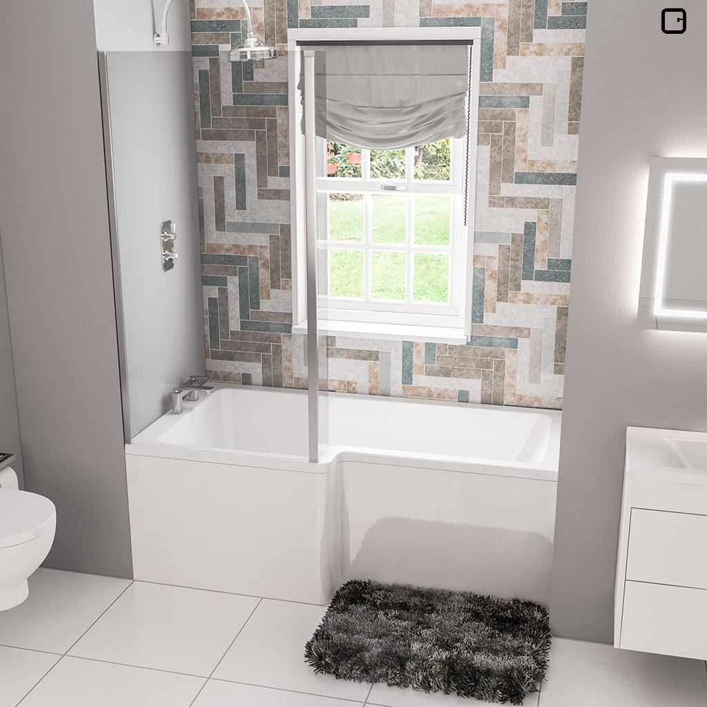 Eastbrook L-Shaped Shower Bath 1700 x 850mm / Reinforced / Left Handed Eastbrook Portland L-Shape Shower Bath