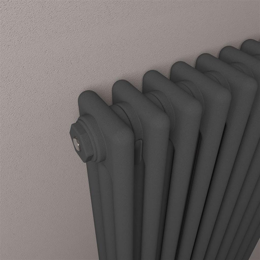 Eastbrook Column Radiator Eastbrook Rivassa Vertical 3 Column Radiator - 600 x 563mm - Matt Anthracite