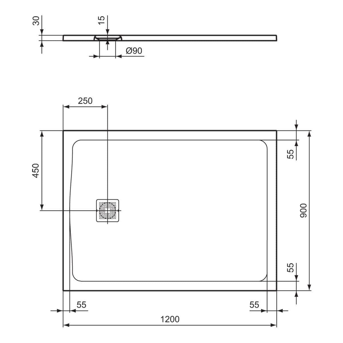 Ideal Standard Rectangle Shower Tray Ideal Standard Ultra Flat S+ Shower Tray 30mm including Waste