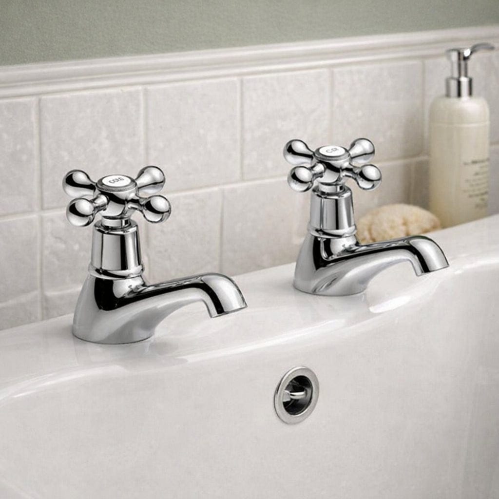 Aquarius Pillar Bath Tap Aquarius Timeless Crosshead Handle Bath Pillar Taps in Chrome