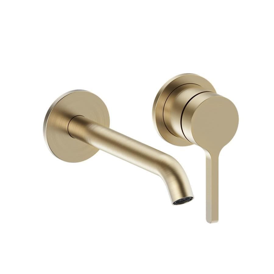 Britton Wall Mounted Basin Tap Brushed Brass Britton Hoxton 2.0 2 Hole Wall Mounted Mixer Tap