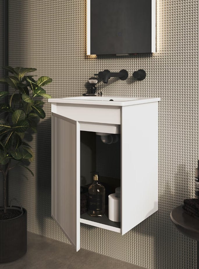 Saneux Wall Mounted Vanity Unit Saneux Monument Vanity Unit With Basin - 400 x 360mm - One Door - Wall Mounted