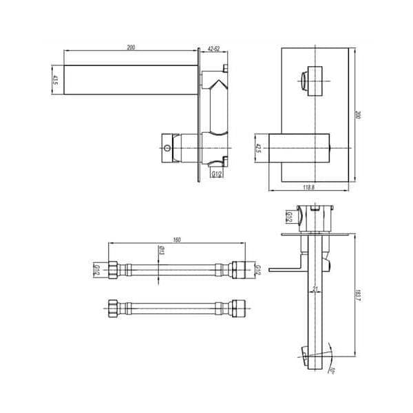 Crosswater Wall Mounted Basin Tap Crosswater Verge 2 Hole Wall Mounted Basin Mixer Tap in Brushed Brass
