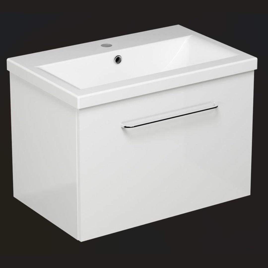 Aquarius Wall Mounted Vanity Unit White / 600mm Aquarius Vault Single Drawer Vanity Unit with 1 Tap Hole Basin