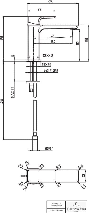 Villeroy & Boch Subway 3.0 Basin Mixer Tap