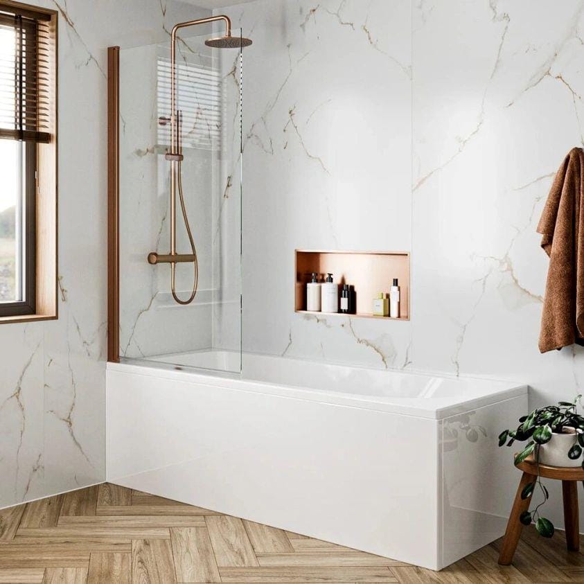 Crosswater Bath Screen Brushed Bronze Crosswater Clear 6 Hinged Bath Screen