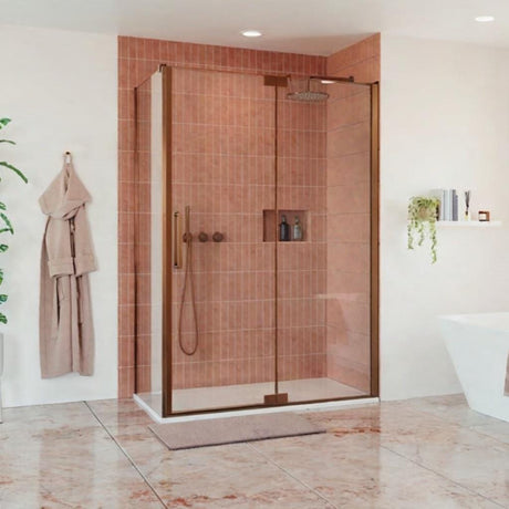 Crosswater Side Panel Brushed Bronze / 800mm Crosswater Optix 10 Side Panel for Pivot Shower Door with Inline Panel