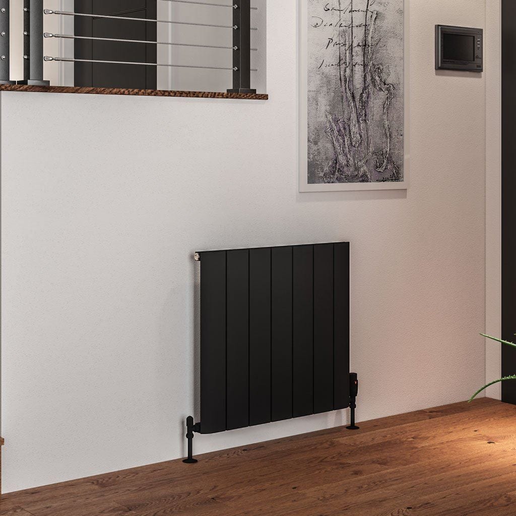 Eastbrook Panel Radiator 600 x 660 / Central Heating Eastbrook Peretti Straight Horizontal Aluminum Radiator in Matt Black