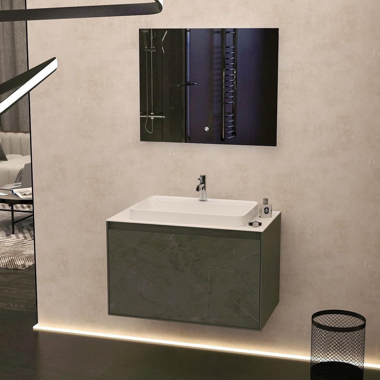 Imex Wall Mounted Vanity Unit Imex Arco Wall Hung 800mm Single Drawer Vanity Unit with Worktop and Inset Basin