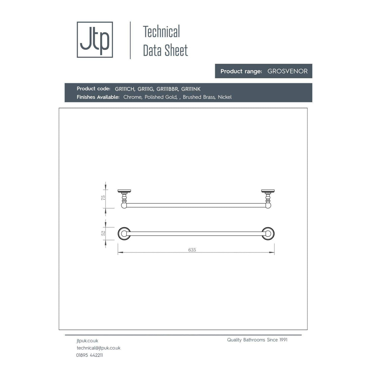 JTP Towel Rails and Rings JTP Grosvenor Towel Rail