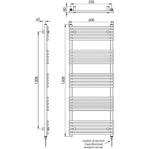 Vogue Designer Towel Radiator Vogue Tune Straight Designer Towel Radiator in Chrome