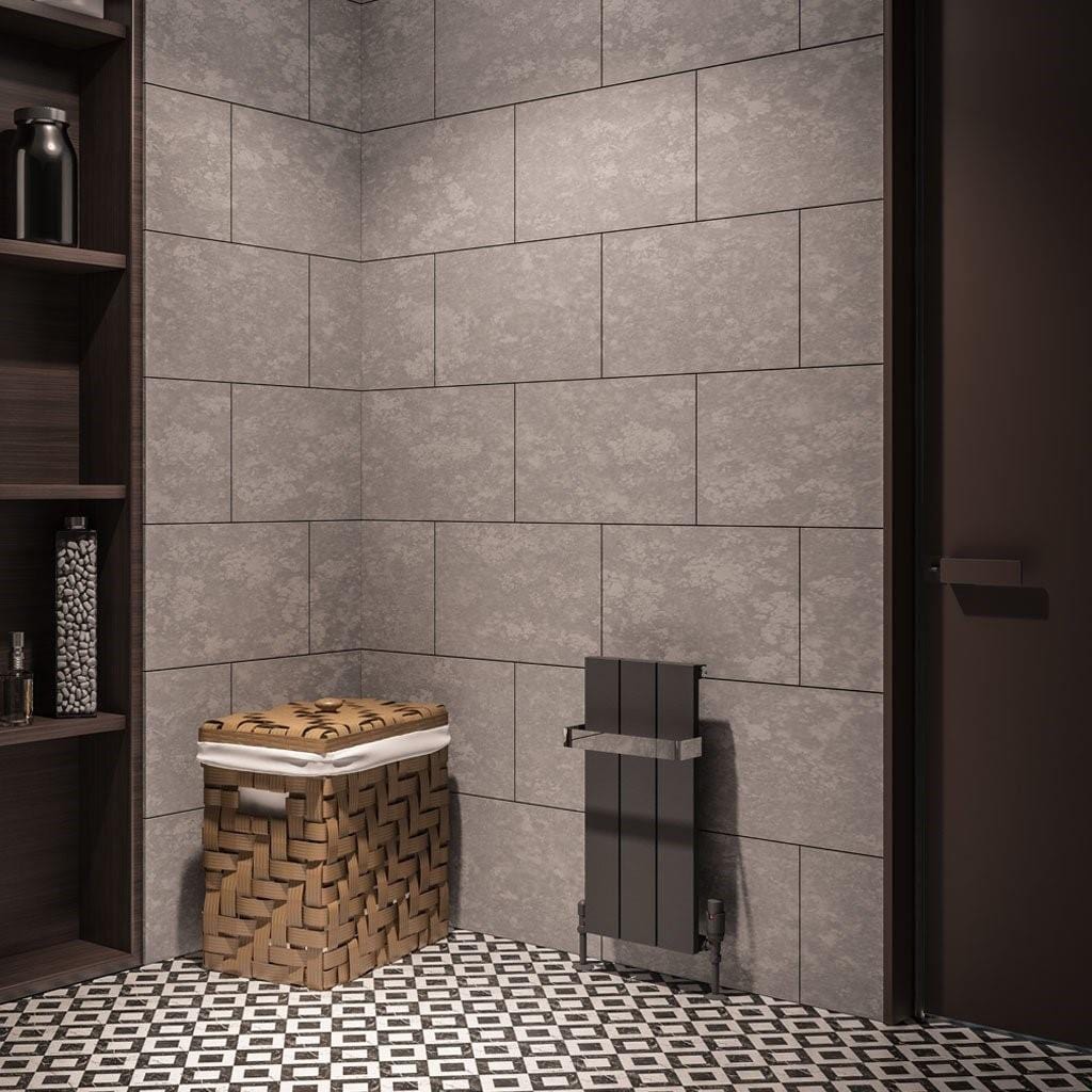 Eastbrook Panel Radiator 600 x 280mm / Dual Fuel Eastbrook Rosano Straight Vertical Aluminium Radiator in Matt Anthracite