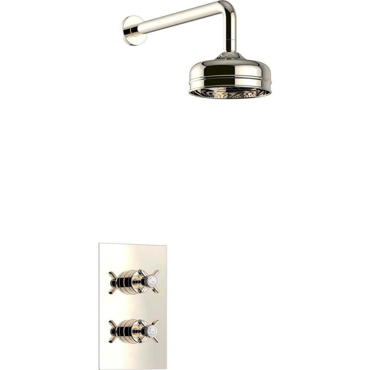 Heritage Concealed Shower Valve Heritage Dawlish Concealed Shower with Deluxe Fixed Head in Vintage Gold