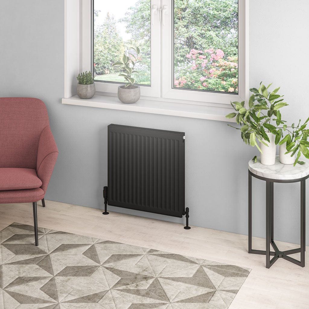 Aquarius Type 21 600 x 600mm Aquarius Type 21 Compact Panel Radiator In Matt Black