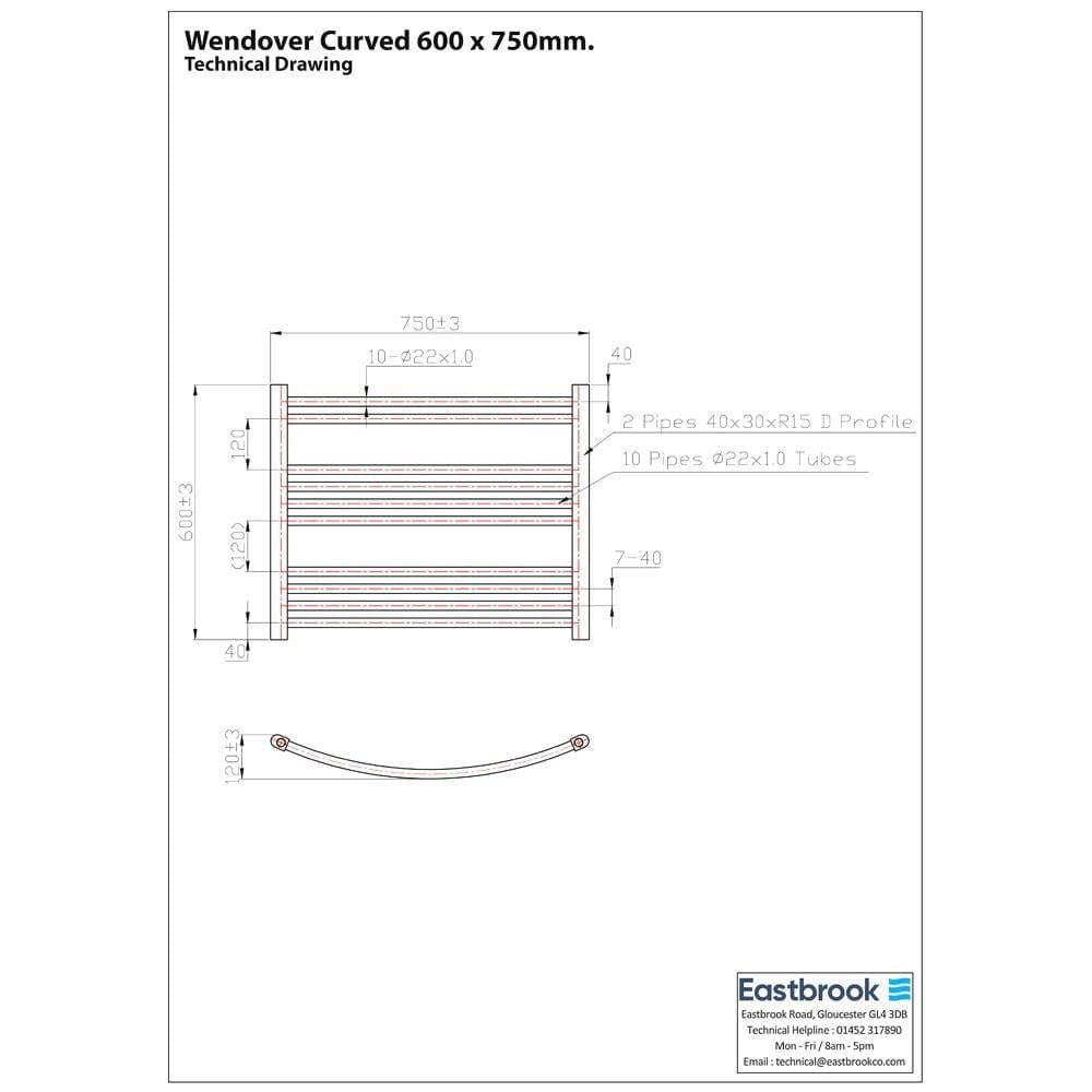 Eastbrook Wendover Curved Vertical Heated Towel Rail in Chrome