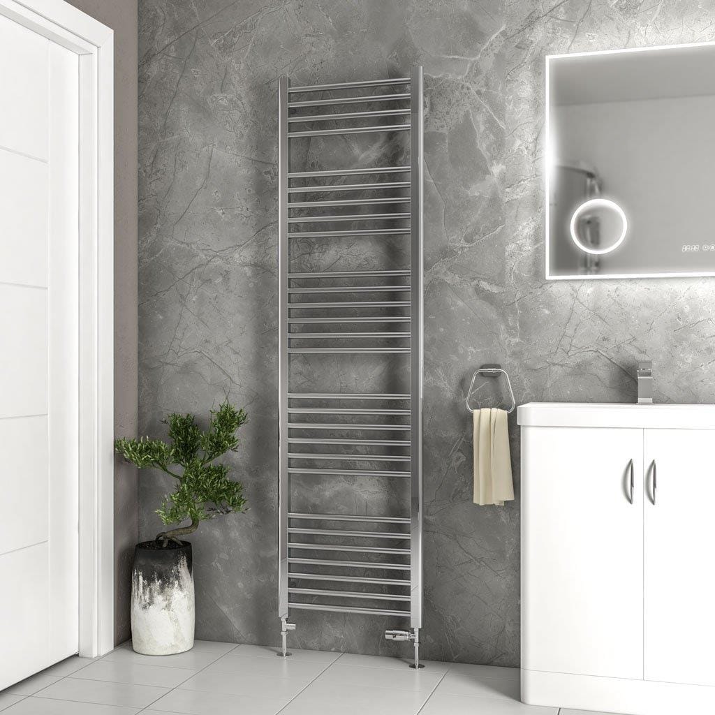 Eastbrook Ladder Rail 1800 x 500 / Dual Fuel Eastbrook Wendover Straight Vertical Heated Towel Rail in Polished Stainless Steel