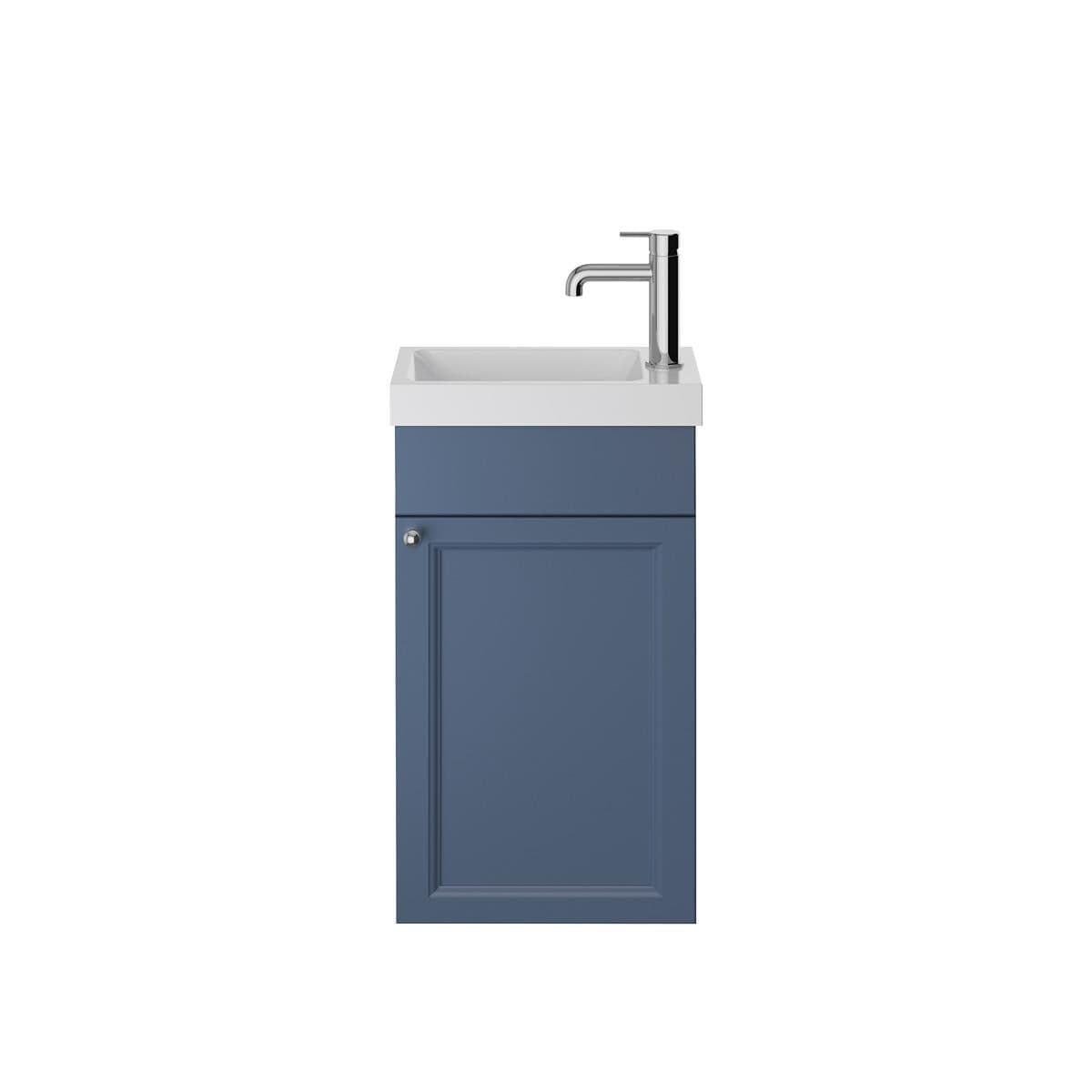 Heritage Cloakroom Vanity Unit Maritime Blue Heritage Caversham 400mm Wall Mounted Cloakroom Unit with 1 Tap Hole Basin