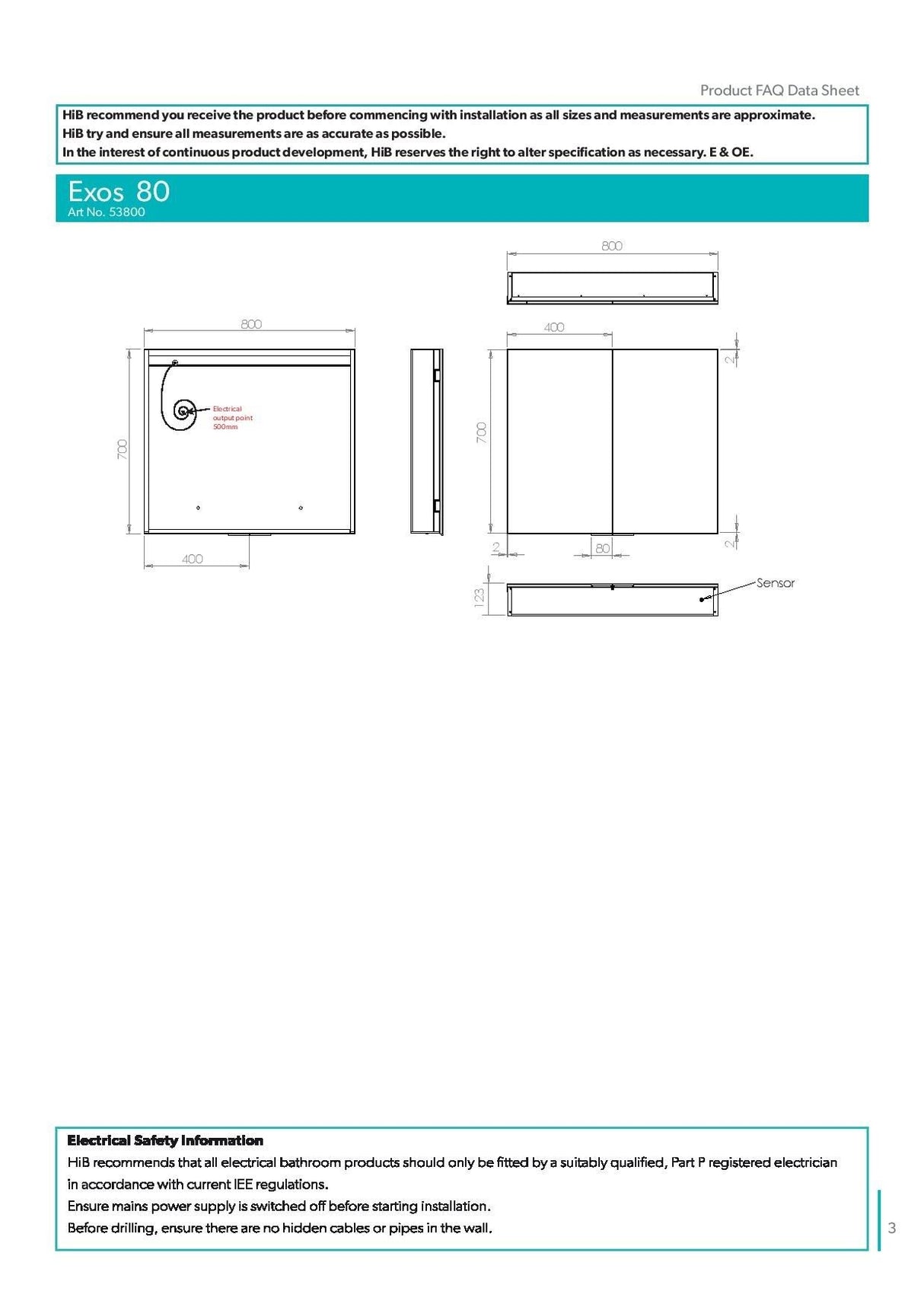 hib. Exos LED Illuminated Mirror Cabinet