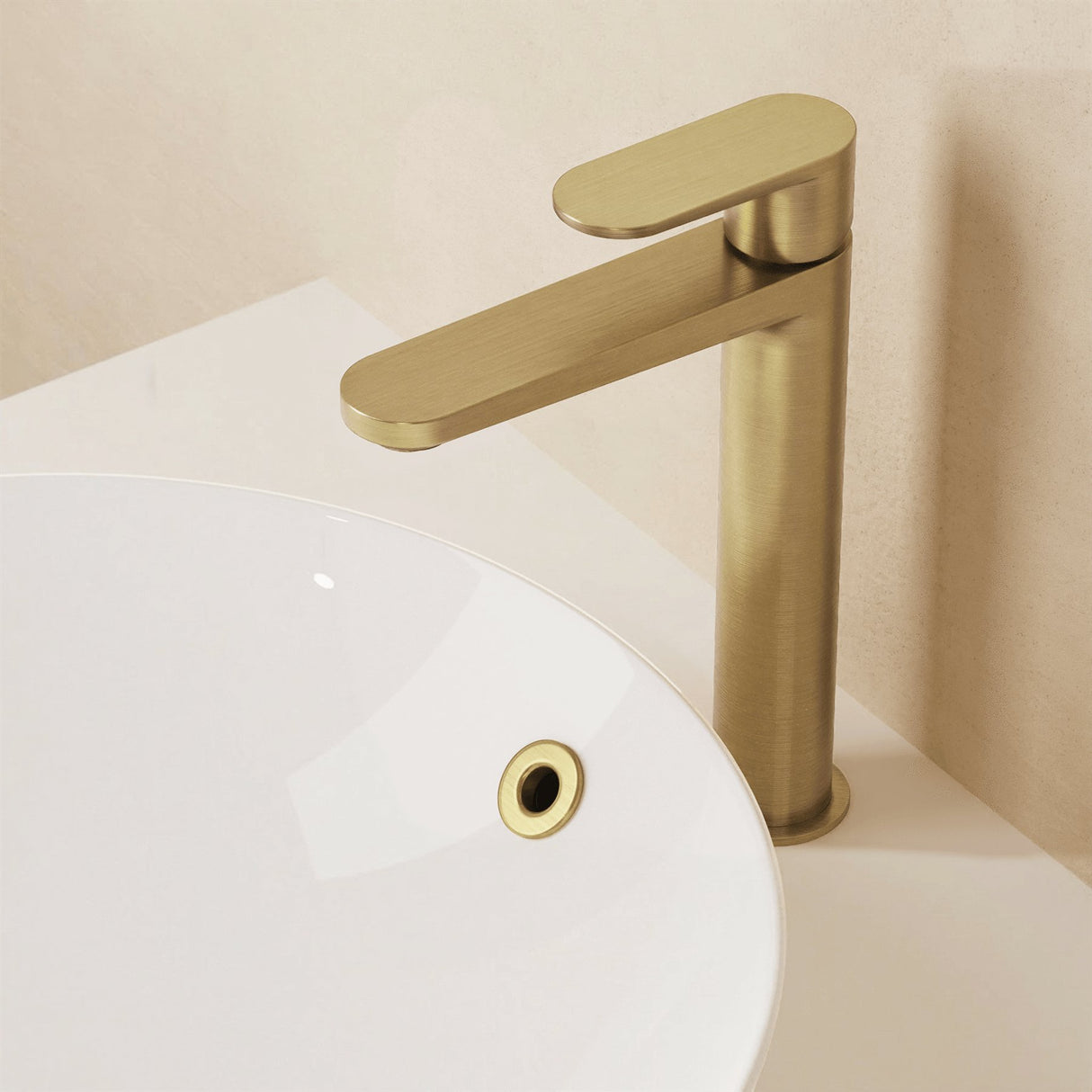 Crosswater Tall Basin Tap Brushed Brass Crosswater Drift Tall Mono Basin Mixer Tap with Clicker Waste