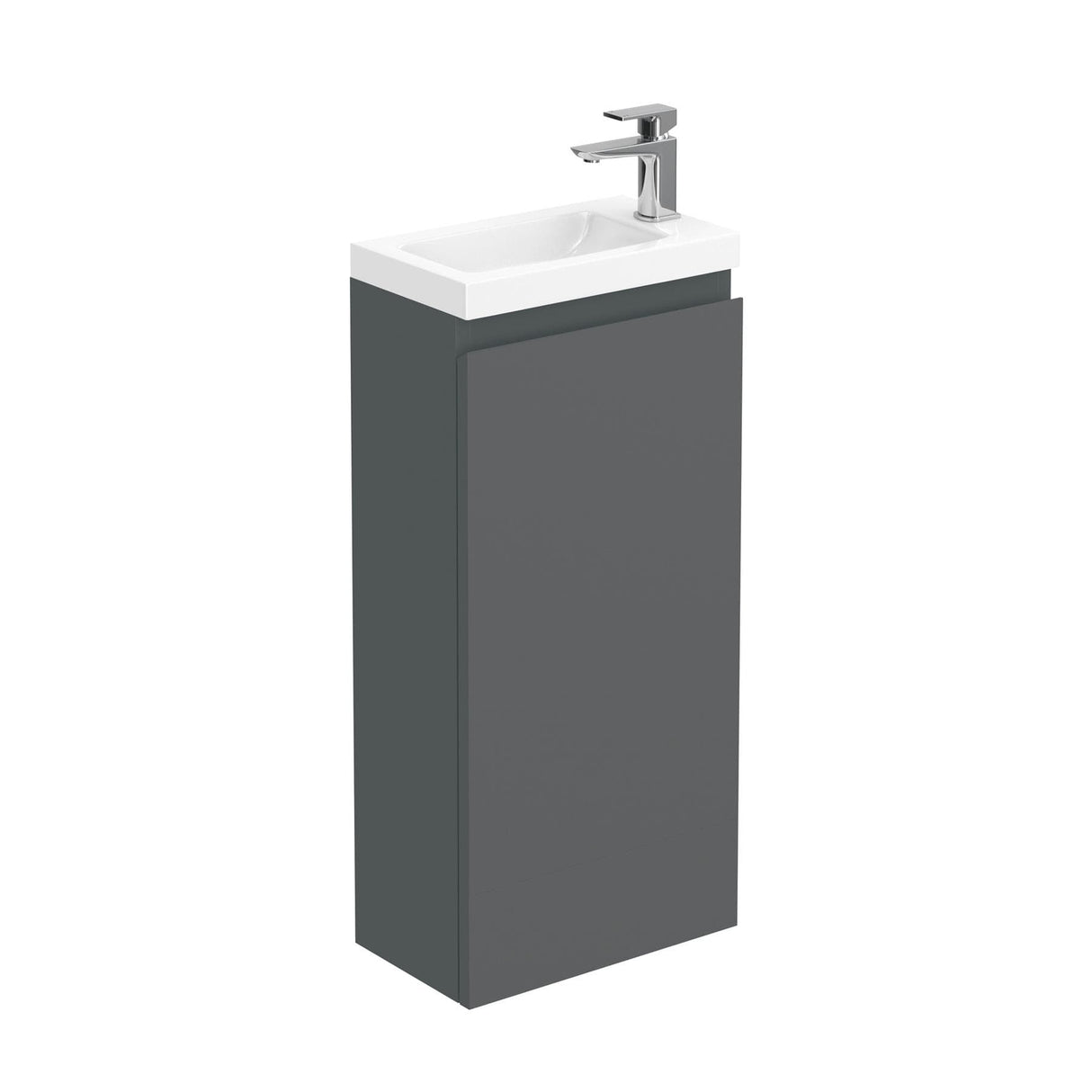 Aquarius Bathrooms Floor Standing Vanity Unit 400mm Aquarius Halite Waterproof Floor Standing Vanity Unit in Matt Grey with 1 Tap Hole Basin