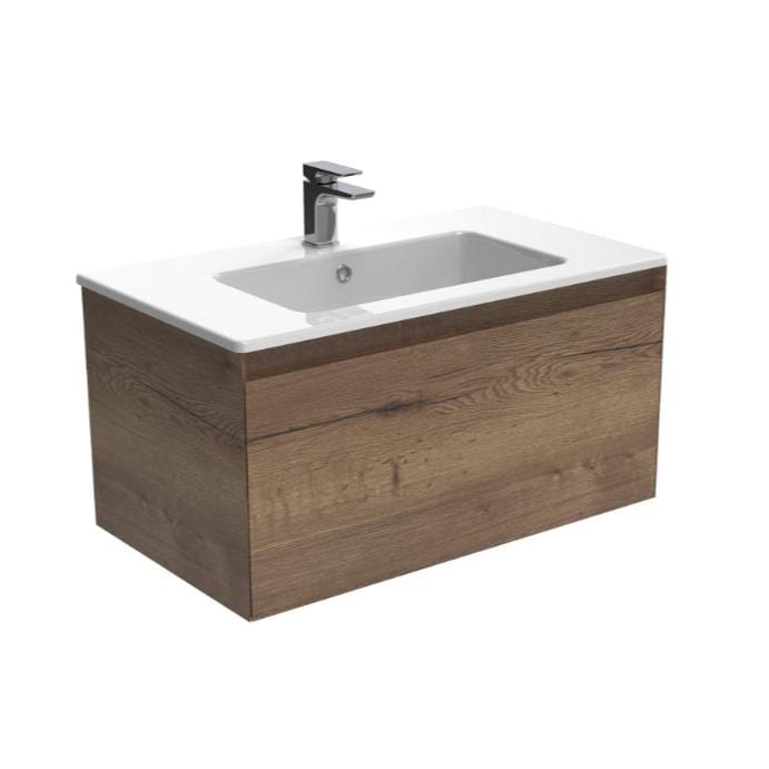 Saneux Wall Mounted Vanity Unit English Oak / 1 Hole Saneux Uni Vanity Unit With Basin - 800 x 470mm - One Drawer - Wall Mounted