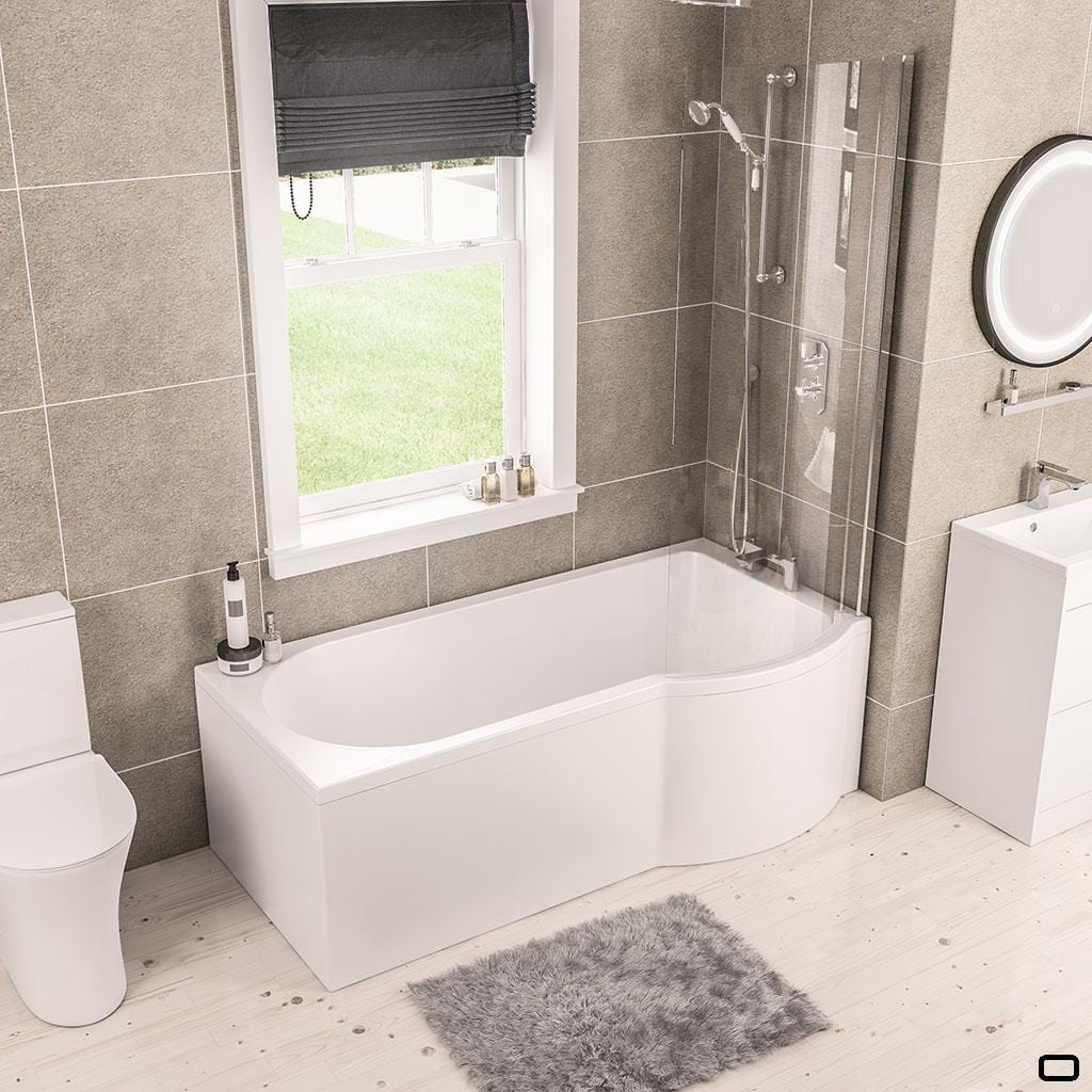 Eastbrook P-Shaped Shower Bath 1500 x 850mm / 5mm / Right Handed Eastbrook Portland P-Shape Shower Bath
