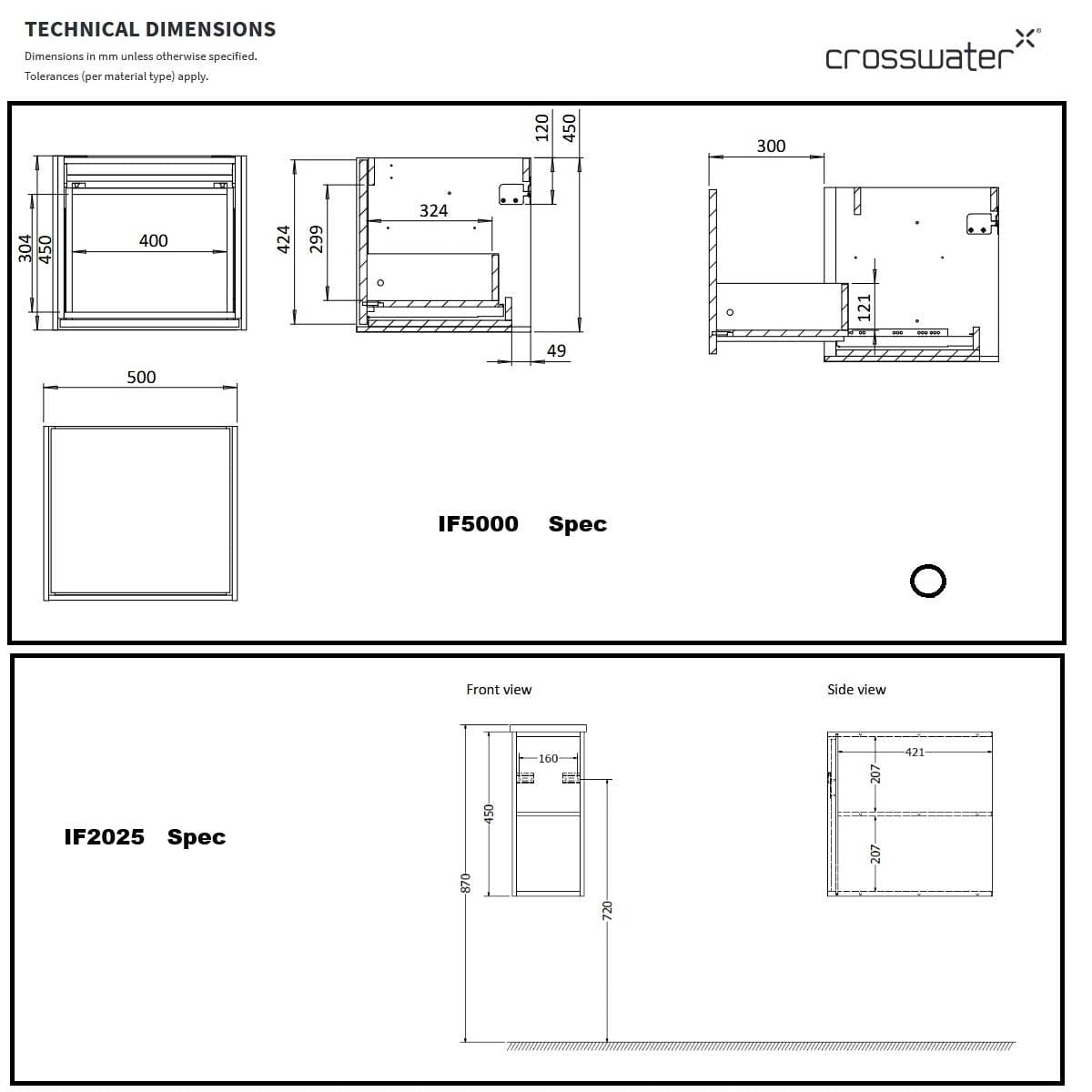 Crosswater Infinity Wall Mounted Vanity Unit with Basin