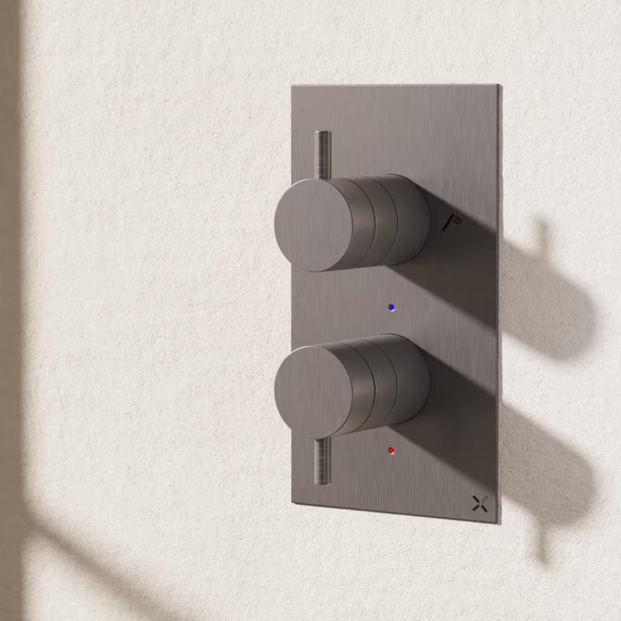 Crosswater Concealed Shower Valve Slate Crosswater MPRO 2 Outlet, 2 Handle Portrait Concealed Thermostatic Shower Valve (Shower/Handset)