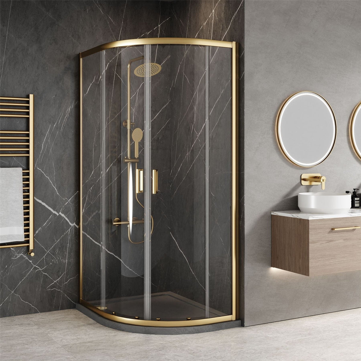 Aquarius Bathrooms Quadrant Shower Enclosure Brushed Brass / 1200x800mm Aquarius Urbano 6mm Quadrant Shower Enclosure 1850mm