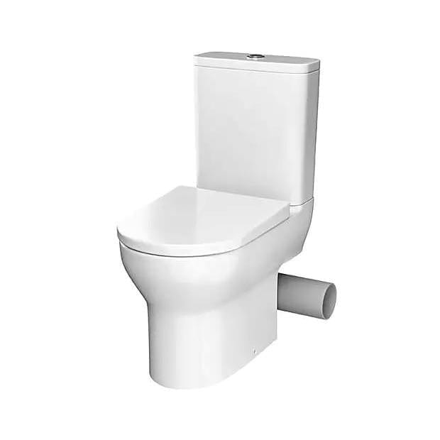 Tissino Close Coupled Toilet Right Hand / Chrome Tissino Nerola Rimless Closed Coupled Toilet - Right or Left Soil Exit - with Soft Close Wrapover Seat