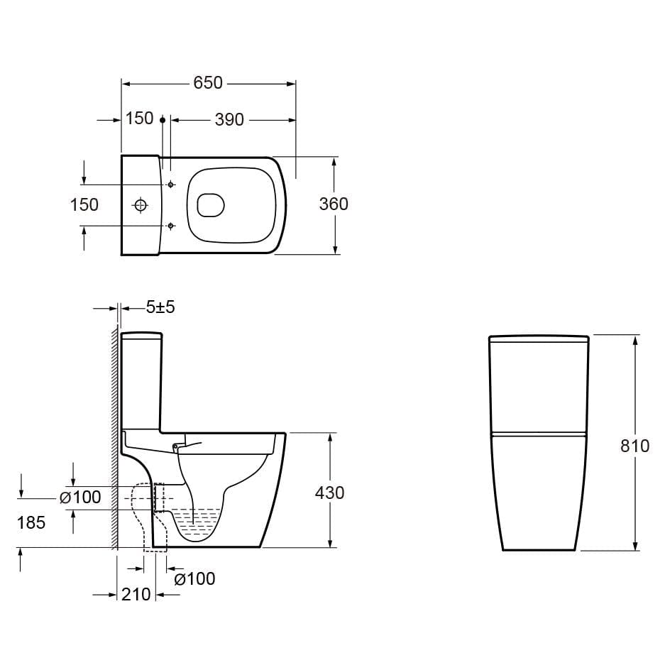 Imex Close Coupled Toilet Imex Ravine Open Back Close Coupled Rimless Toilet with Soft Close Seat