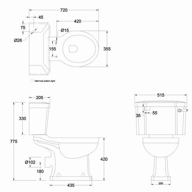 Burlington Close Coupled Toilet Burlington Standard Close Coupled Toilet