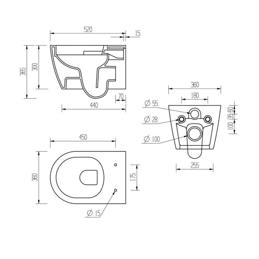 Aquarius Bathrooms Wall Hung Toilet Aquarius Emma Rimless Wall Hung Toilet with Soft Close Seat