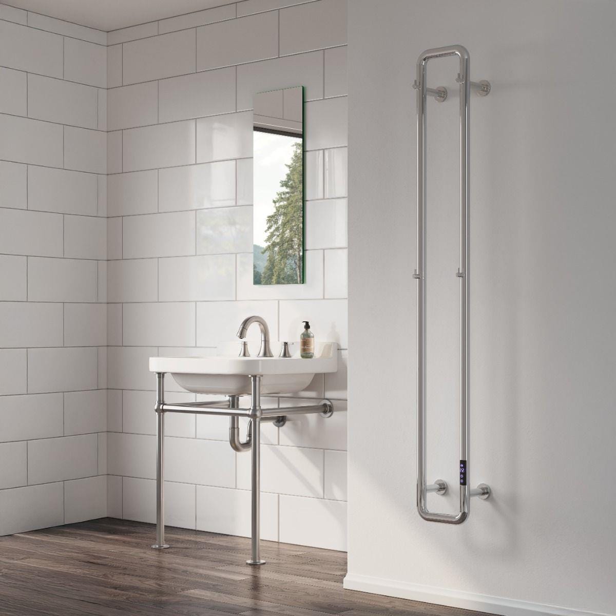 Aquarius Designer Radiator Polished Stainless Steel Aquarius DigiTherm Pelmo Dry Electric Radiator with LCD Display