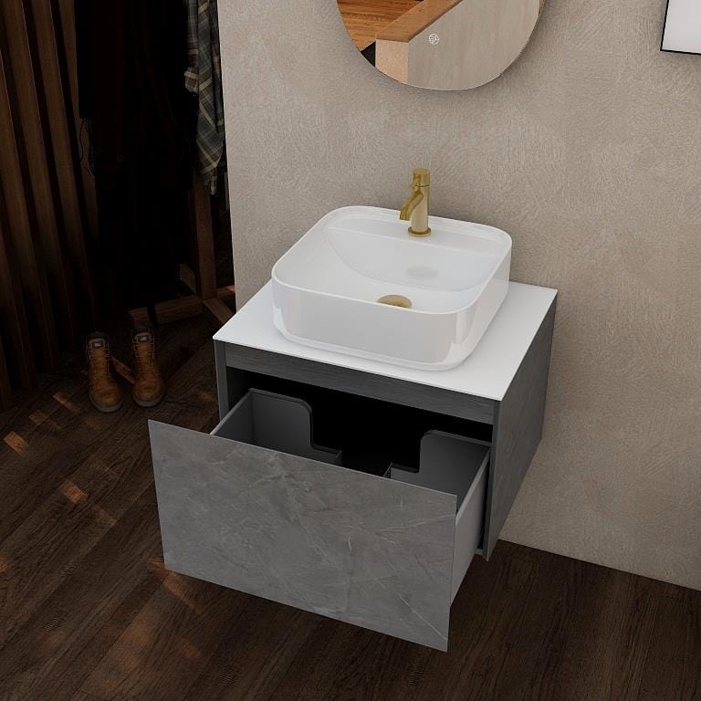 Aquarius Wall Mounted Vanity Unit Aquarius JF-Series 600mm Single Drawer Vanity Unit with Countertop