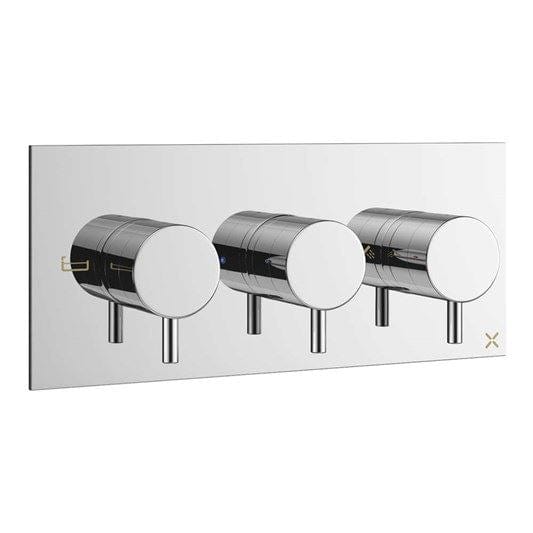 Crosswater Concealed Shower Valve Chrome Crosswater MPRO 3 Outlet, 3 Handle Horizontal Concealed Thermostatic Shower Valve