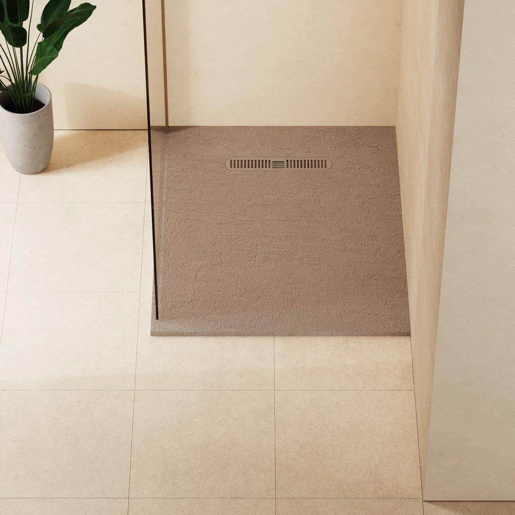 Crosswater Rectangle Shower Tray Brown / 900 x 1100 Crosswater Vito Textured Rectangle Shower Tray with Waste