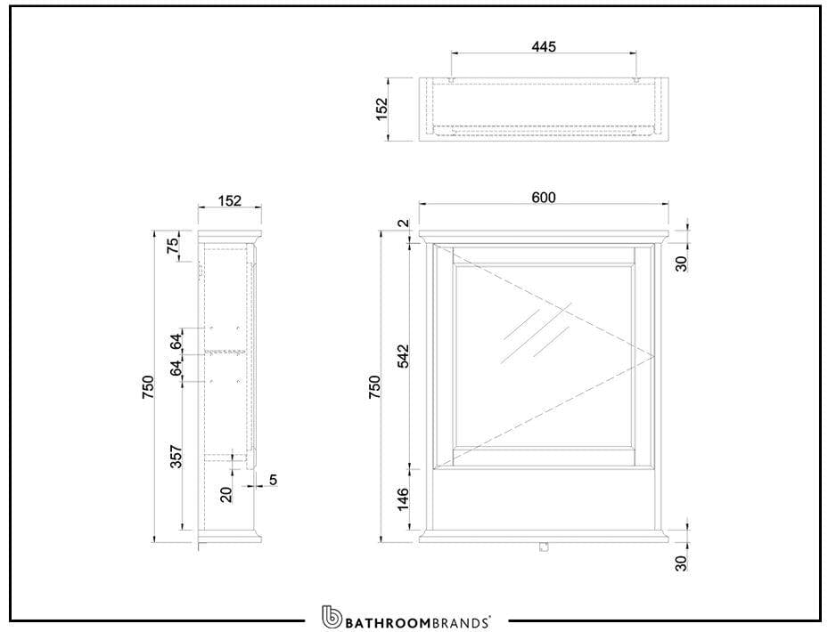 Burlington Mirrored Cabinet Burlington Mirror Cabinet - 600mm Wide